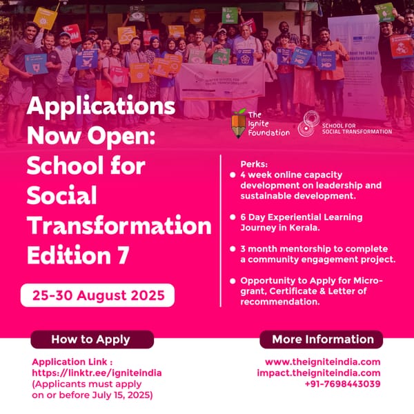 School for Social Transformation (SST 7.0) on  Youth Leadership & Social Change
